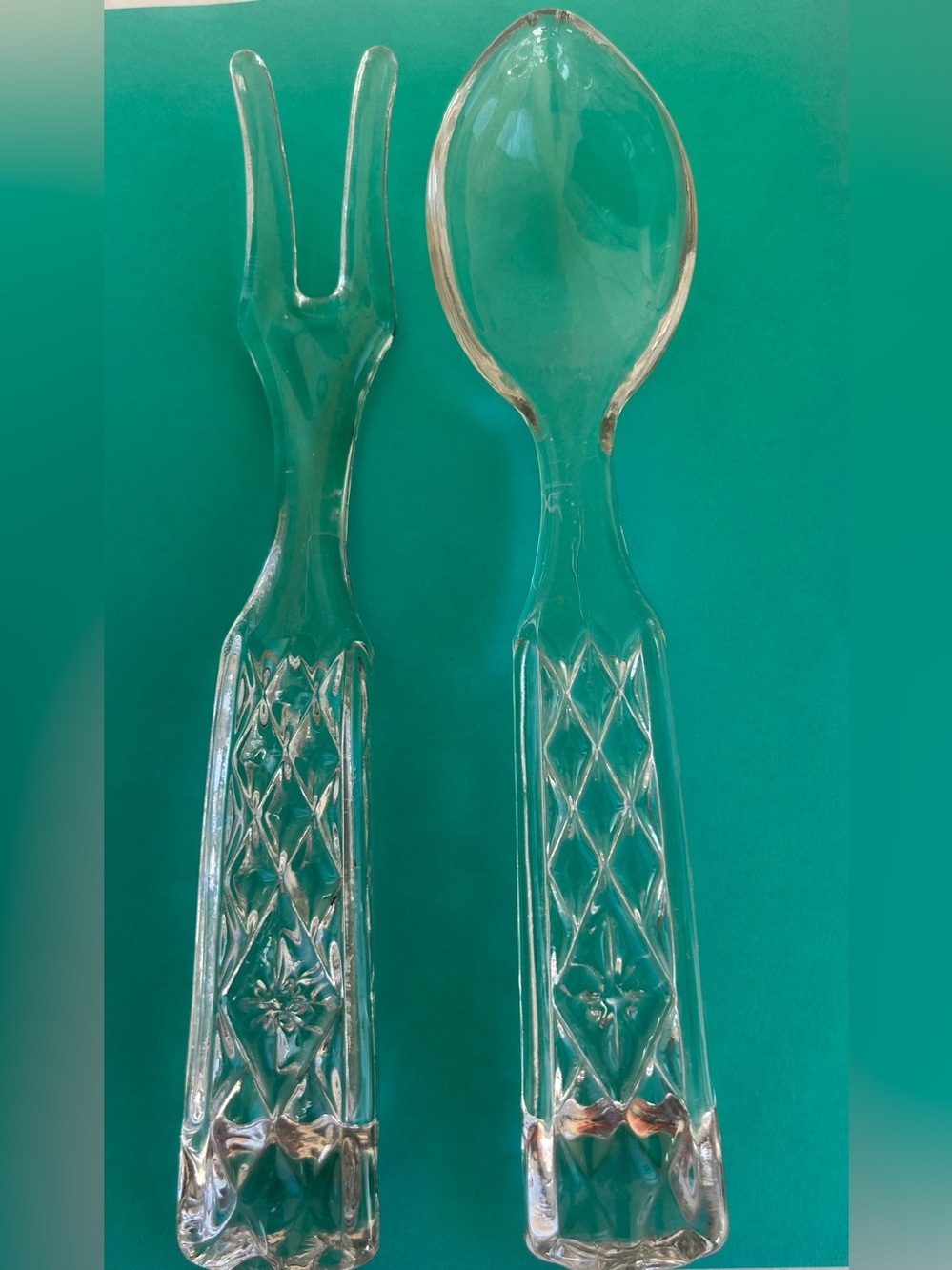 1960s Vintage Anchor Hocking Wexford spoon and fork Salad serving set